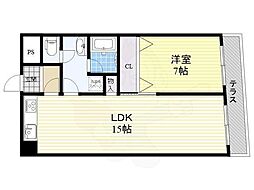 朝日プラザ梅田東2 1LDKの間取図画像