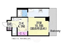 P-court海老江 1SDKの間取図画像