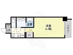 プランドール江戸堀レジデンス 1Kの間取図画像