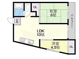 アベニュー照ケ丘 2LDKの間取図画像