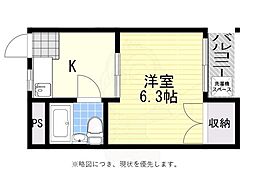 マンションいずみ 1Kの間取図画像