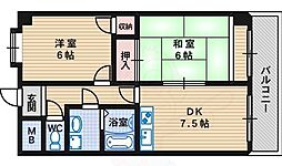 第二伊加佐マンション 2DKの間取図画像
