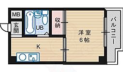 アビコサンク 1Kの間取図画像