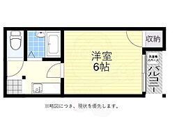 プレジデント鷹合 1Kの間取図画像