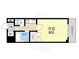 コレクション西田辺 1Kの間取図画像