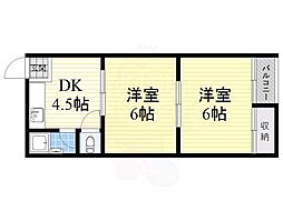 ナチュラル遠里小野 2DKの間取図画像