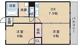 ニューラージあびこ 2DKの間取図画像