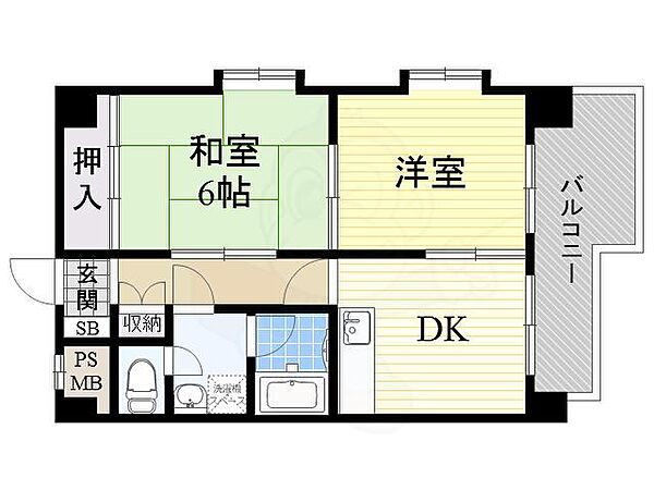 大阪府大阪市住吉区苅田９丁目(賃貸マンション2DK・5階・44.42㎡)の写真 その2