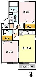 アスプロB 2DKの間取図画像
