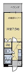 志幸18ミリオン 1Kの間取図画像
