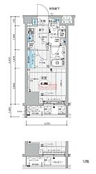 メインステージ三田アーバンスクエア 12階1Kの間取り