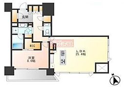 グランドヒルズ恵比寿 14階1LDKの間取り