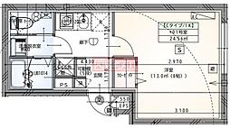 ラヴィエール目黒不動前 2階1Kの間取り