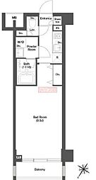 ディームス目黒行人坂 1Kの間取図画像