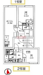 オーブリオン白金 1LDKの間取図画像