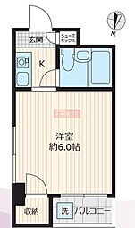 サンコート上目黒 ワンルームの間取図画像