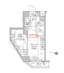 ティモーネグランデ目黒サウス 1Kの間取図画像