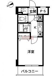 スカイコート・ヴィーダ五反田ウエスト 1Kの間取図画像