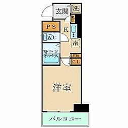 スカイコート芝壱番館 1Kの間取図画像