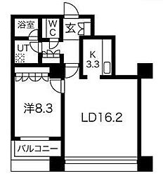 グランパークハイツ 1LDKの間取図画像