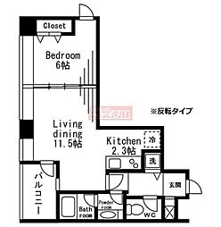 レジディアタワー麻布十番 1LDKの間取図画像