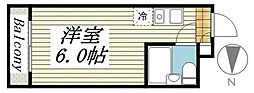 レジダンスイン・目黒 ワンルームの間取図画像