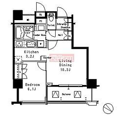 MFPR目黒タワー 1LDKの間取図画像