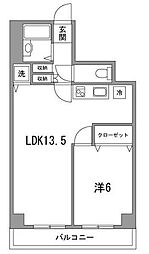 セブンハイツ芝 1LDKの間取図画像