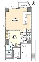 クレヴィア南麻布 1LDKの間取図画像