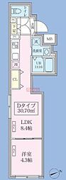 スカイコートリュクス品川大崎 1LDKの間取図画像