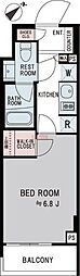 パークリュクス白金高輪 1Kの間取図画像