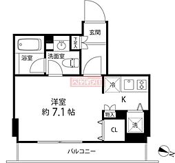 麻布十番レジデンス ワンルームの間取図画像