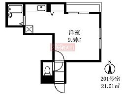 レスポワール 1Kの間取図画像