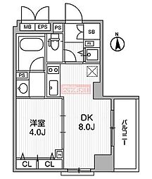 クリオ三田ラ・モード 1DKの間取図画像