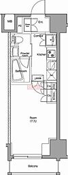 プレミアムキューブ品川戸越DEUX 1Kの間取図画像