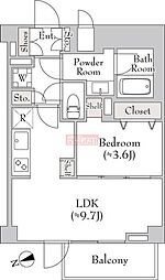 MYRIARESIDENCE白金台 1LDKの間取図画像