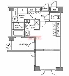 プラチナコート広尾 1DKの間取図画像