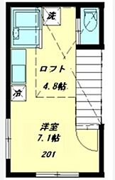 プレールオオサキ ワンルームの間取図画像