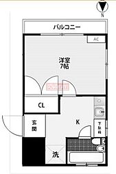 ハオスルーケ 1Kの間取図画像