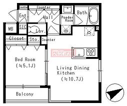 RESIDIA笹塚 1LDKの間取図画像