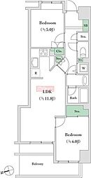 アクシアフォレスタ麻布 2LDKの間取図画像