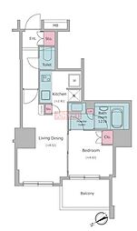 レジディアタワー目黒不動前 1LDKの間取図画像
