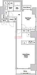 Haluwa芝公園 1LDKの間取図画像