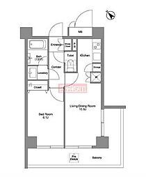 コンフォリア白金高輪 1LDKの間取図画像