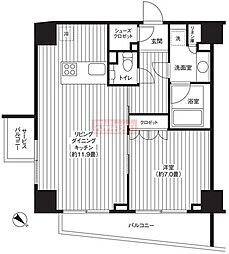 Ti-HIGASHIAZABU 1LDKの間取図画像