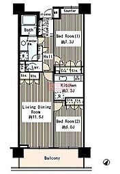 クラッサ目黒 2LDKの間取図画像