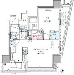 パークアクシス五反田スカイタワー 1LDKの間取図画像