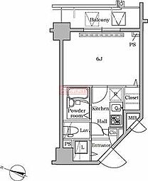 レジディア広尾2 1Kの間取図画像
