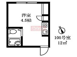 ウィング大崎 ワンルームの間取図画像