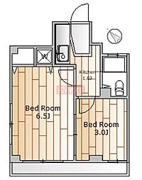 パークサイドマンション 2Kの間取図画像